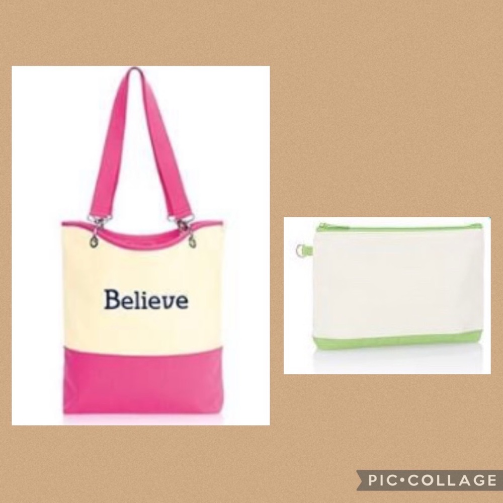 New with tags Thirty-One canvas tote and mini zipper pouch